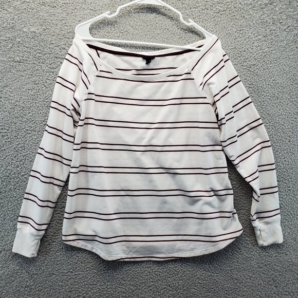 Torrid White Purple Striped Off Shoulder Long Sleeve Active Top Size 0 - Picture 2 of 8